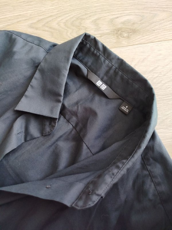 Черная рубашка Uniqlo S, новая укороченная рубашка XL оверсайз 5