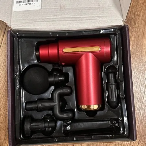 Percussion massager, Pyrex baking dish, magnetic knife holder