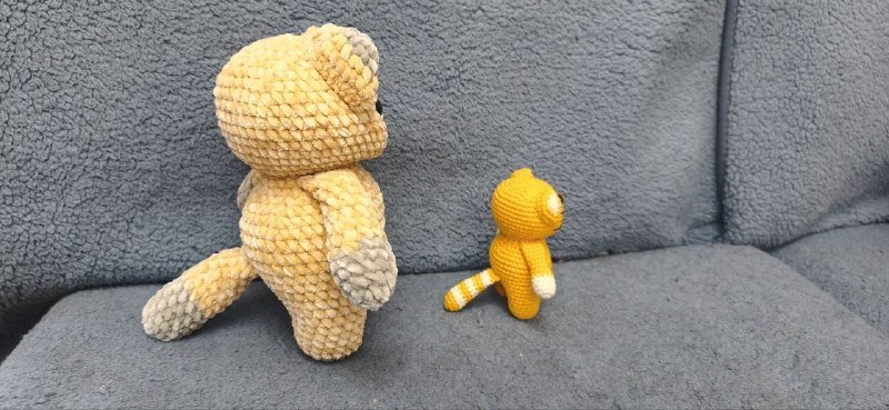 Вязаные игрушки зайчик, гусь, медведь, кот, овца 5