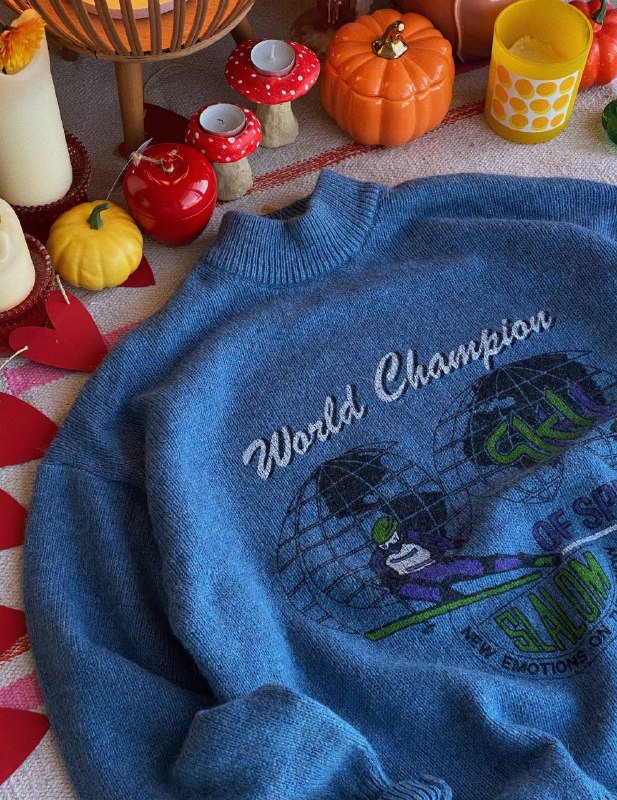 Шерстяной свитер женский с лыжником размер L 2