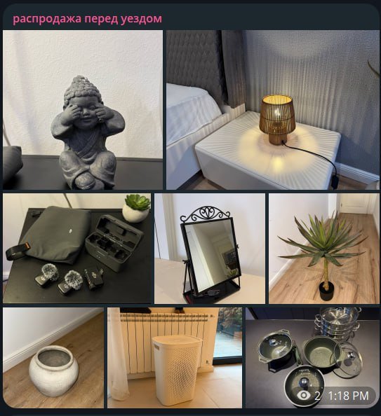 Куртка кожаная, пушиста куртка, мужская ветровка, колонки, кресло, часы, автокормушка, автопоилка, цветочки, монитор, статуэтка будды, настольная лампа, dji mini mic 2, зеркало, пальмы, вазы, корзина для белья, пароварка, набор посуды антипригарной