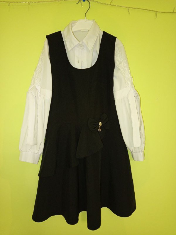 Блузка с сарафаном для школы на 7-9 лет