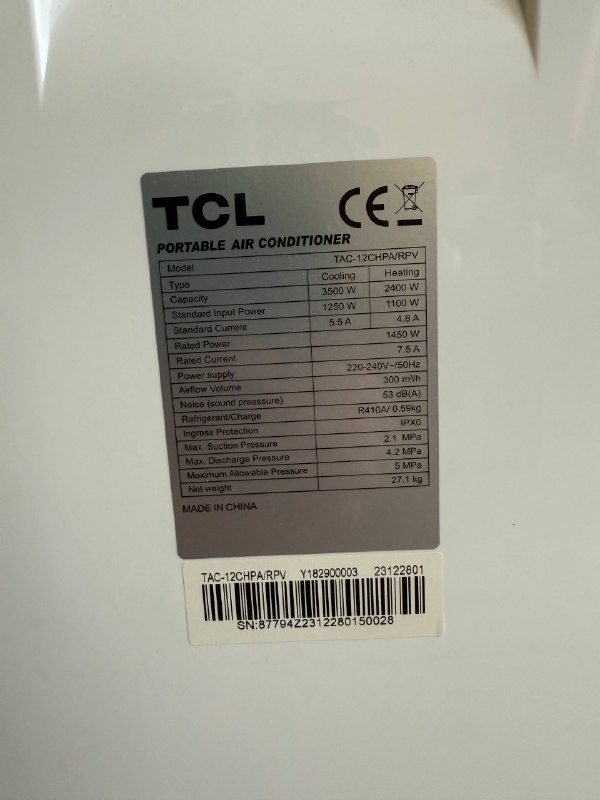Портативный кондиционер TCL 12000 BTU 2