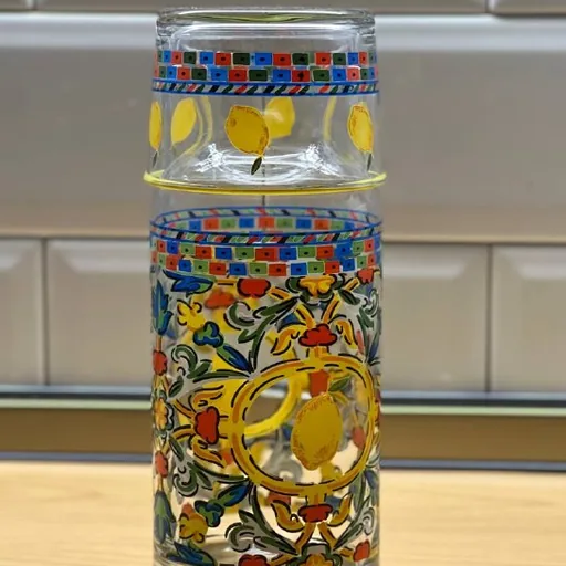 Water pitcher with a glass