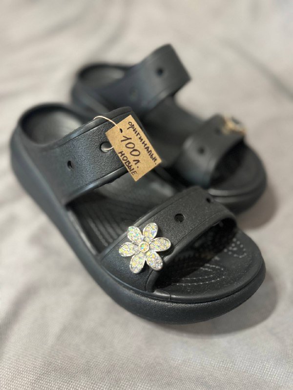 Женские черные сандалии с украшениями, размер 37 2