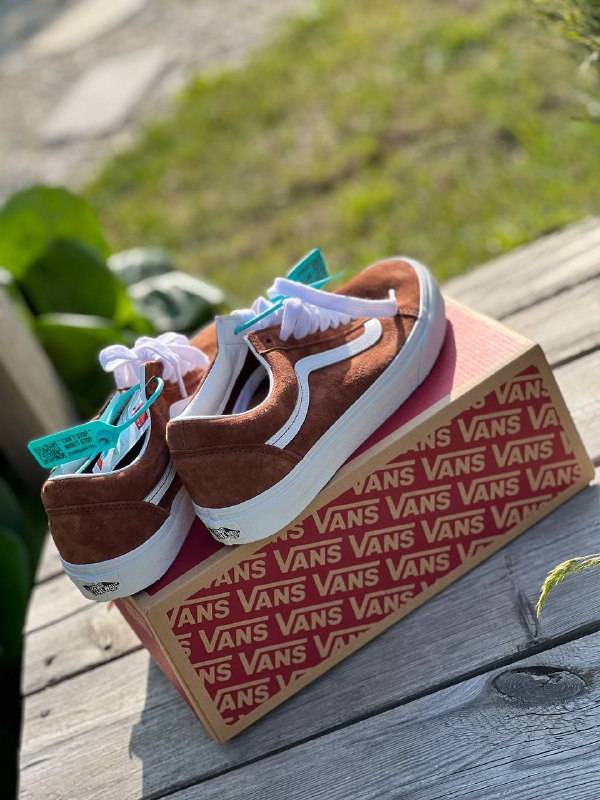 Кроссовки Vans Old Skool коричневые кожаные замшевые 2
