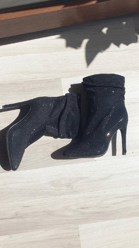 Черные женские ботильоны со стразами размер 37 2