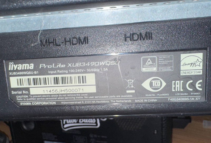 34’’ 4к монитор iiyama ProLite XUB3490WQSU-B1 2