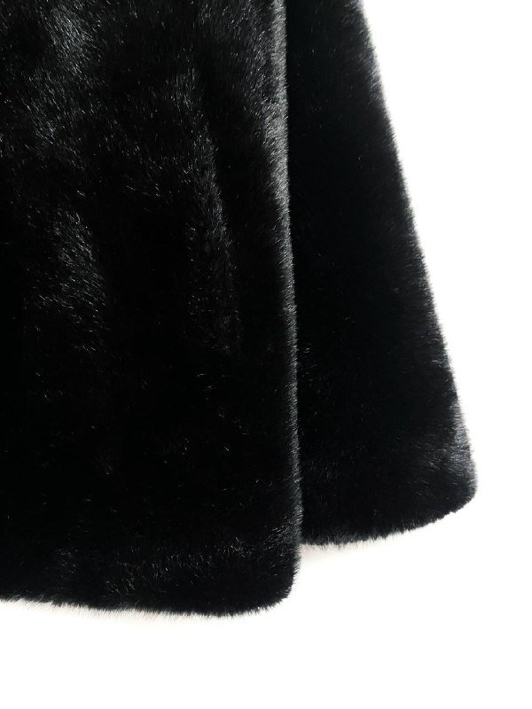 Черная шуба с поясом женская 4