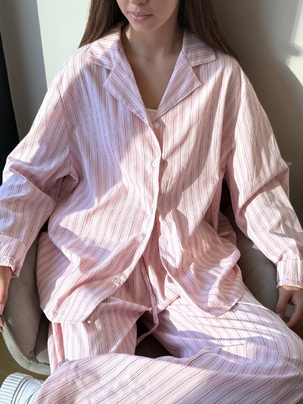 Розовый пижамный костюм-двойка Oversize 4