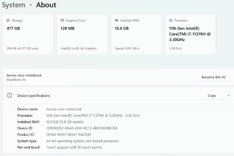 Ноутбук Huawei MateBook 14s 2022 мятный 16GB RAM 6