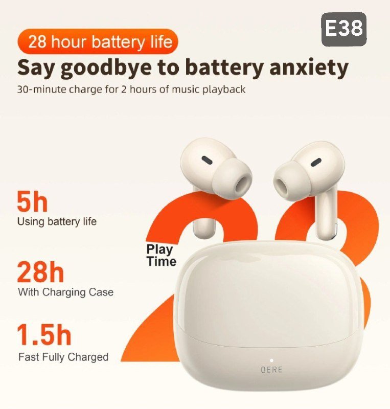 Наушники QERE E28 BLACK, E20 TWS BLACK/WHITE, E38 WIRELESS BLACK/WHITE, Колонка HF-22 5