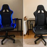 Игровое кресло, рабочий стол, монитор, робот-пылесос, ковры, покрывало 1