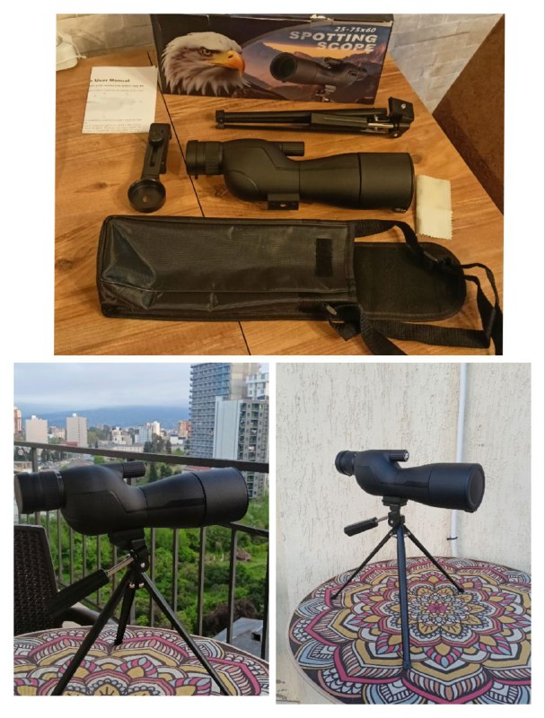 Монокуляр 25-75х60, Бинокль 10х50, Бинокль 10х25 с экраном и камерой 5