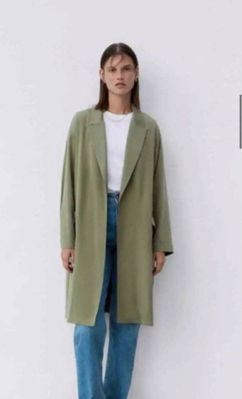 Тренч куртка оливково-зеленая Zara XL 5