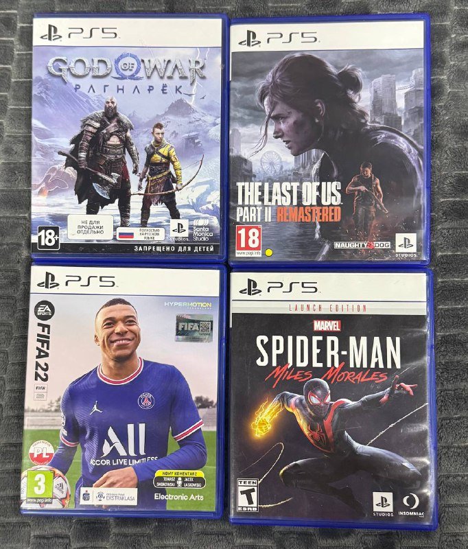 Диски для PS5 The Last of Us 2, Spider Man, FiFA 2022, God Of War Ragnarok