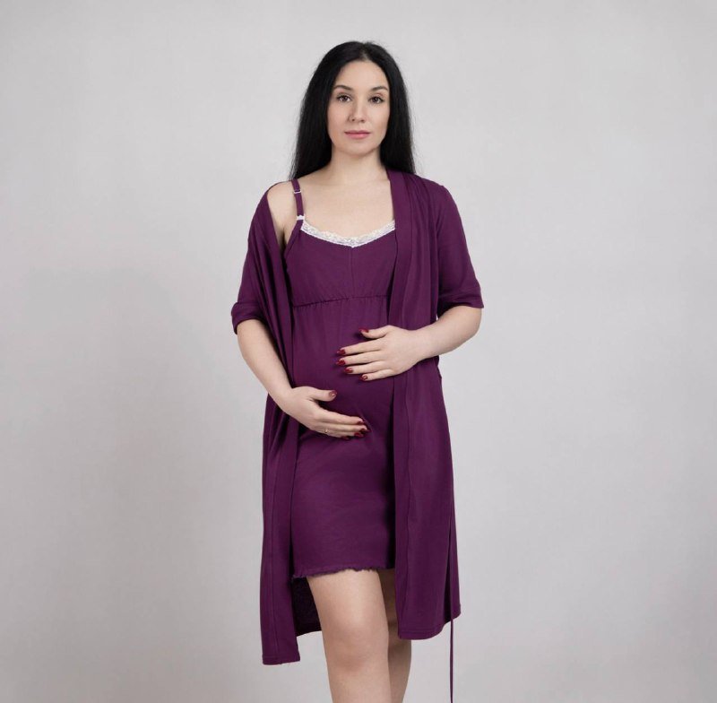 послеродовой набор ночная рубашка и халат для мамы 2