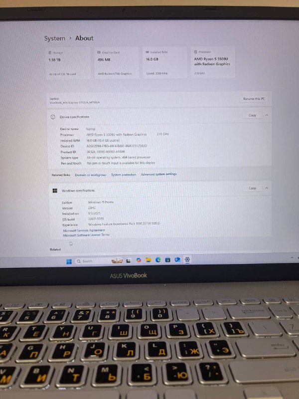 Ноутбук Asus Vivobook 17” 2022 Ryzen 5 16GB 512GB SSD 1TB HDD 2