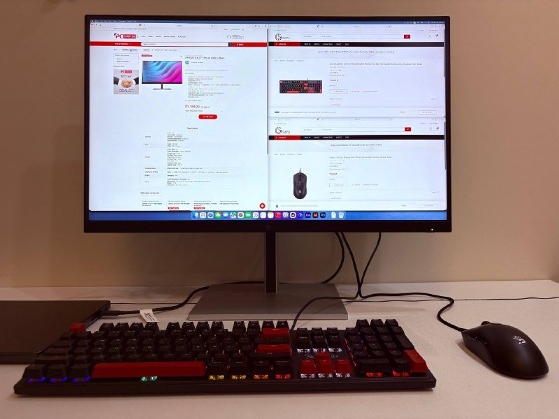 4к монитор HP E27K G5, клавиатура A4Tech Bloody S520N, мышь A4Tech Bloody W72 Ultra