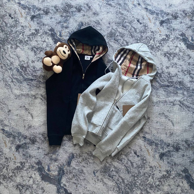 Зип худи Burberry чёрный, серый