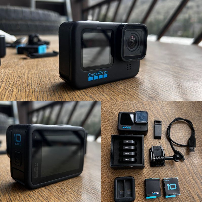 GoPro 10, 2 аккумулятора, фильтра, крепление