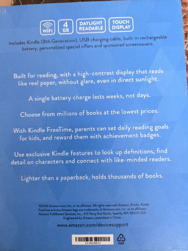 Электронная книга Kindle 8 поколения сенсорная 2
