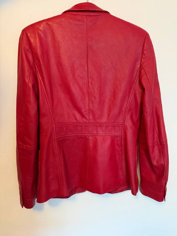 Винтажный кожаный пиджак Weekend Max Mara красный женщины 2