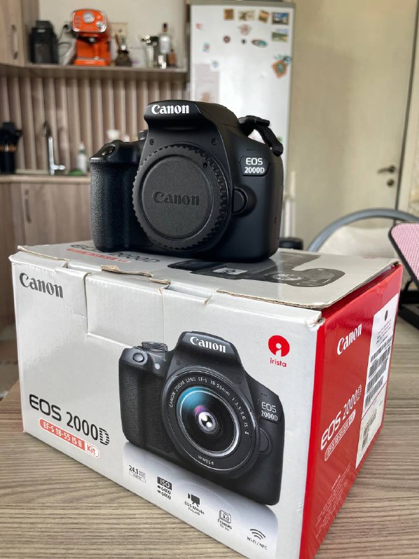 Canon 2000D camera with lenses and accessories