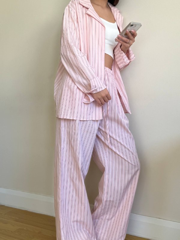 Розовый пижамный костюм-двойка Oversize 2