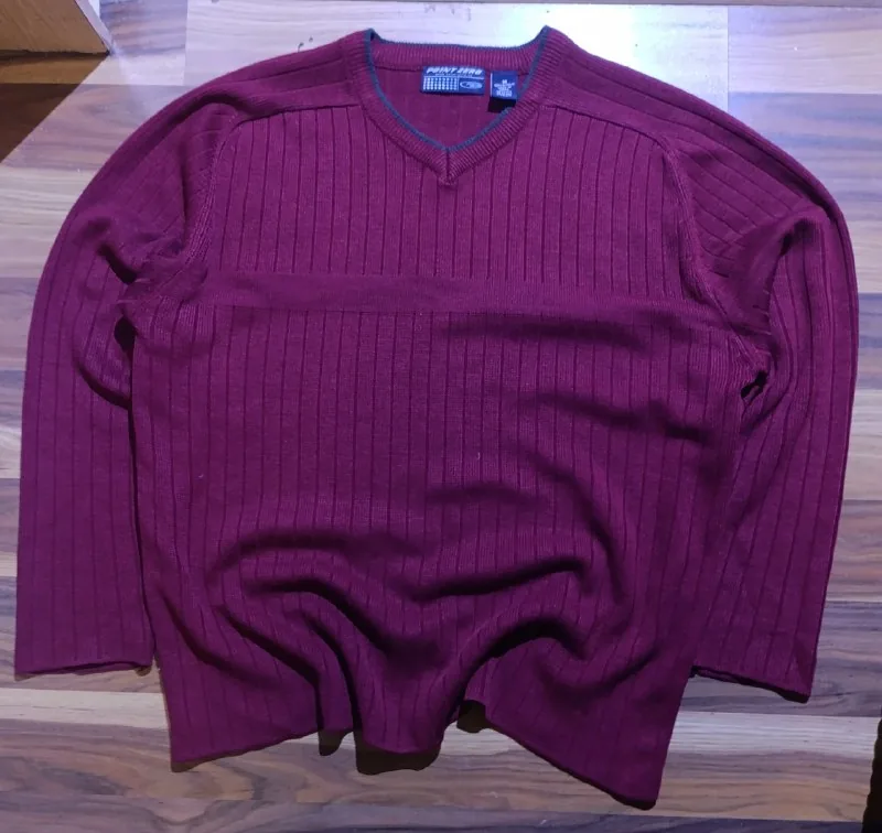 Point Zero 2000s Ribbed V-Neck Sweater 1