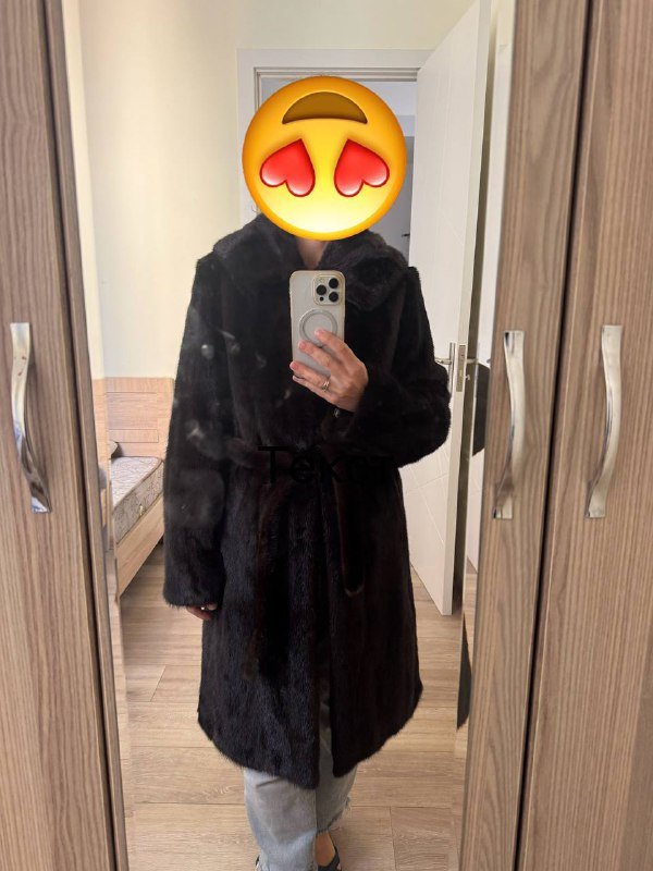 норковая шуба размер S-M с капюшоном и поясом