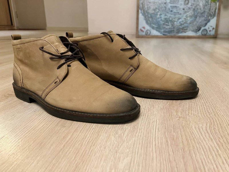 Замшевые полуботинки Massimo Dutti, кожаные ботинки Ecco 4