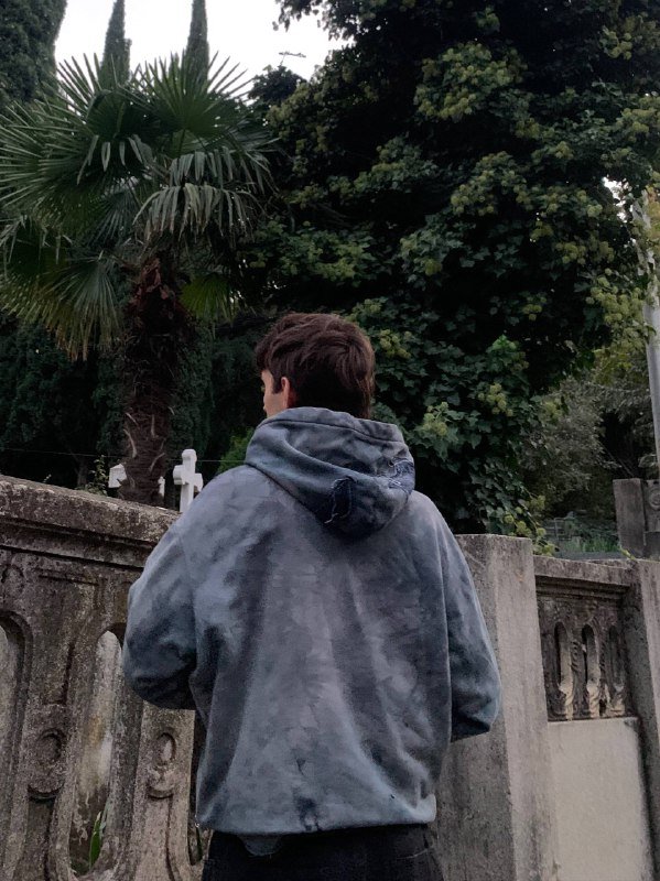 Мужской худи оверсайз с джинсовыми элементами 3