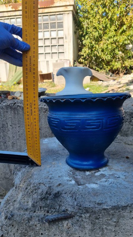 Кашпо коричневые и синие, низкие кашпо, ваза с волнистым краем 2