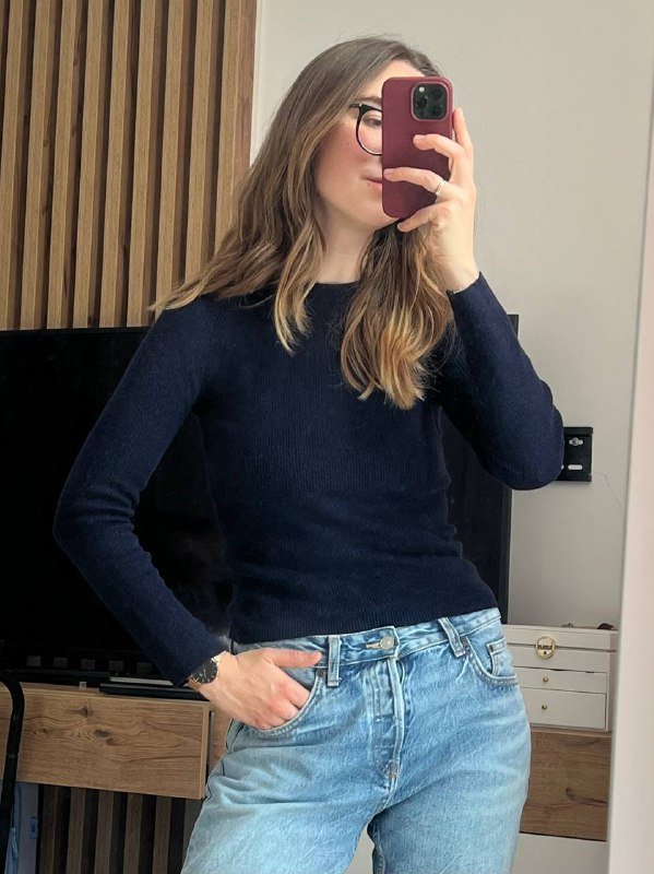 Шерстяной темно-синий джемпер Massimo Dutti, размер XS 2