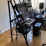 Prophet 6 desktop, Behringer RD8 MK2, TD-3, RD-6, Yamaha 12XU mixer 1