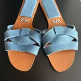 Бежевые босоножки, коричневые, джинсовые тапочки Zara 2