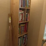 Стеклянный столик, стол из фанеры, вешалки, стеллаж 10