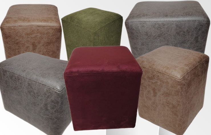 Пуфики разных размеров и тканей