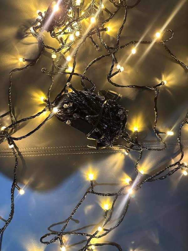 гирлянда 10 метров тёплый цвет черная