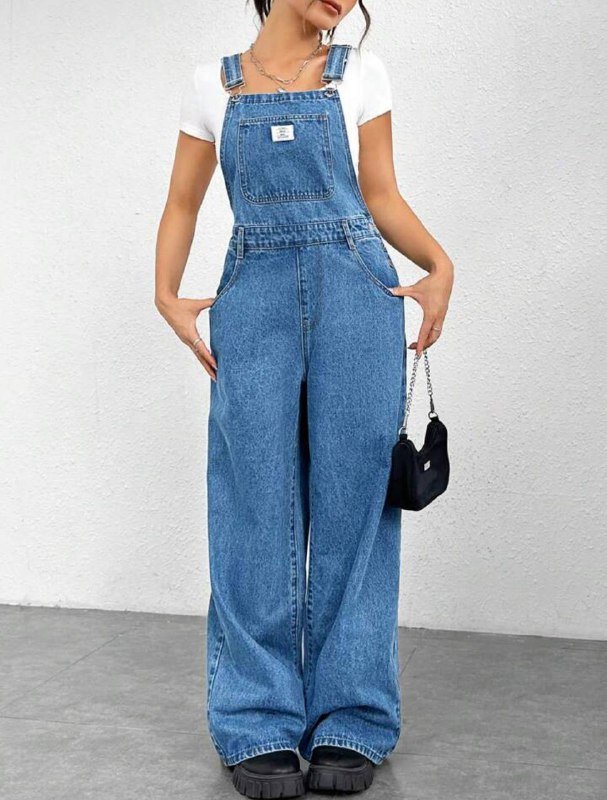 Женский джинсовый комбинезон размер L 4