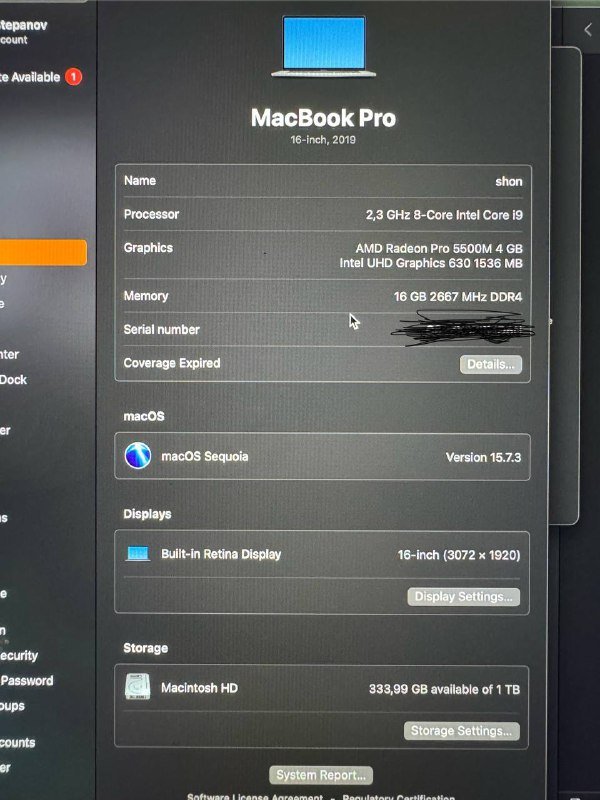 MacBook Pro 16-inch 2019 Intel Core i9 16GB RAM 1TB SSD 4