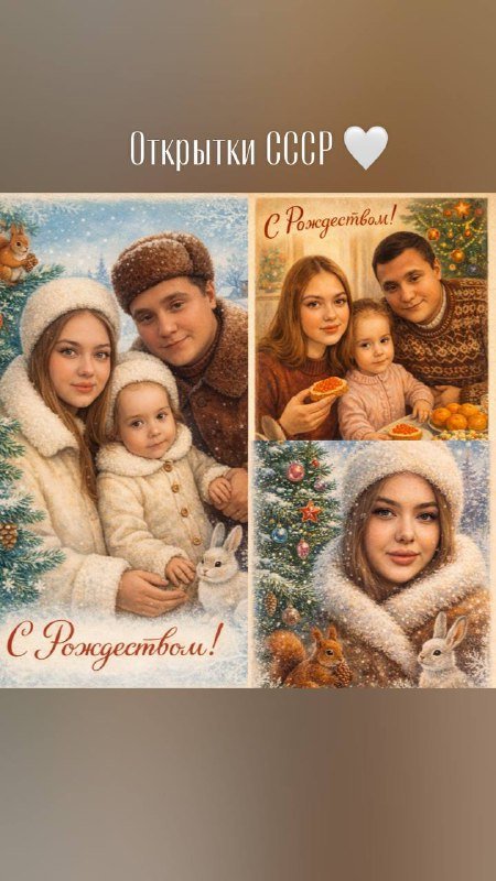 Новогодняя открытка в стиле СССР из фото