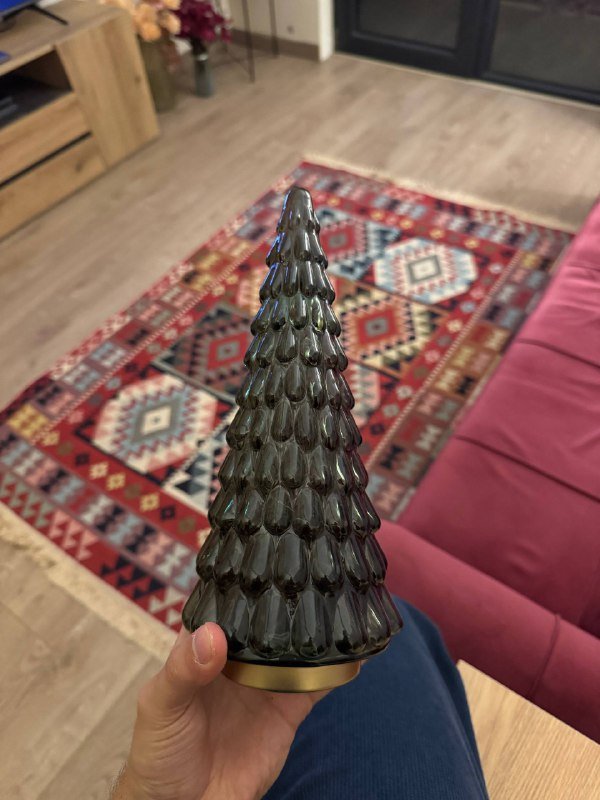 Стеклянная светящаяся елка статуэтка Jysk 2