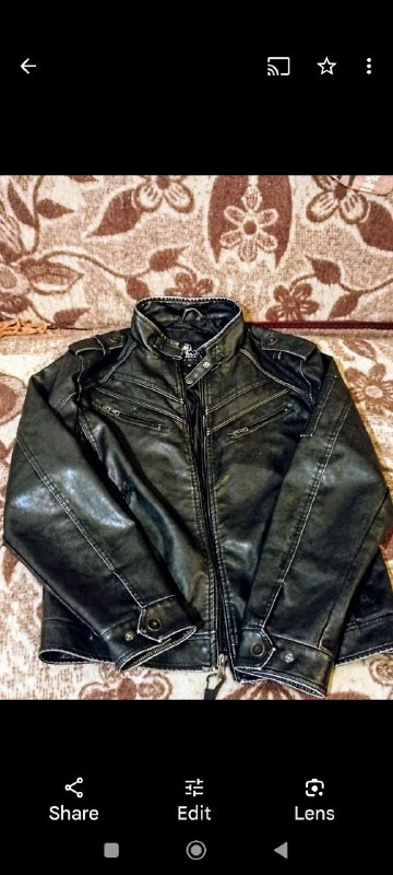 Men's Veg Leather Jacket Black Dark Grey Size M