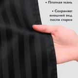 Черная тканевая шторка в ванную, кольца для штор, магнитные подхваты 1
