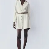 ZARA платье мини из крепа с поясом 2