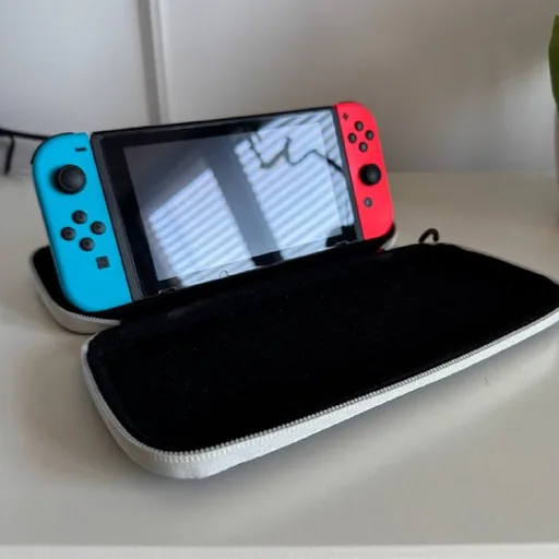 Nintendo Switch V1, games, joystick, case, cartridge box