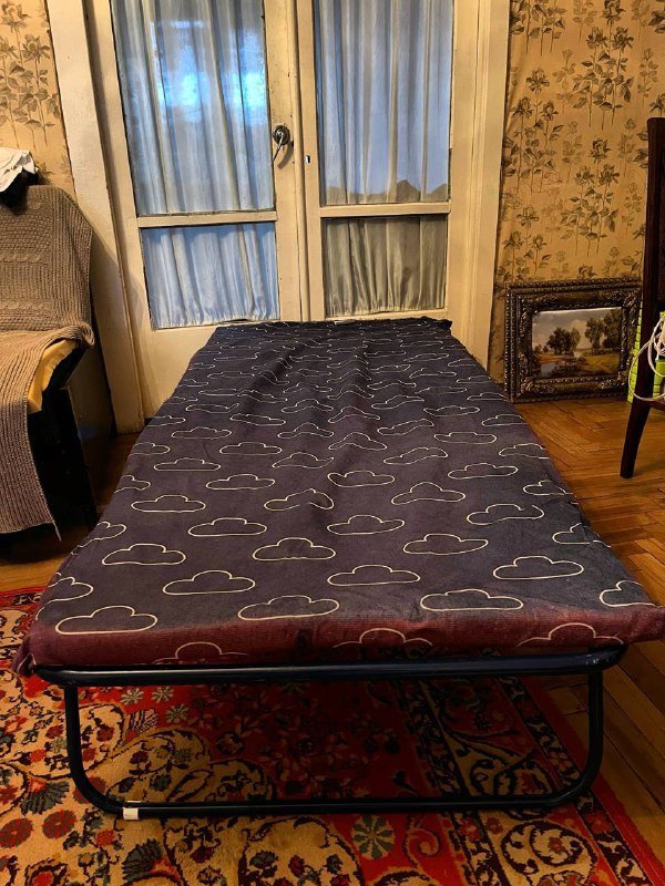 Раскладушка односпальная кровать с матрасом и наматрасником 2