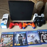 PS4 Slim, 4 геймпада, 4 игры 4